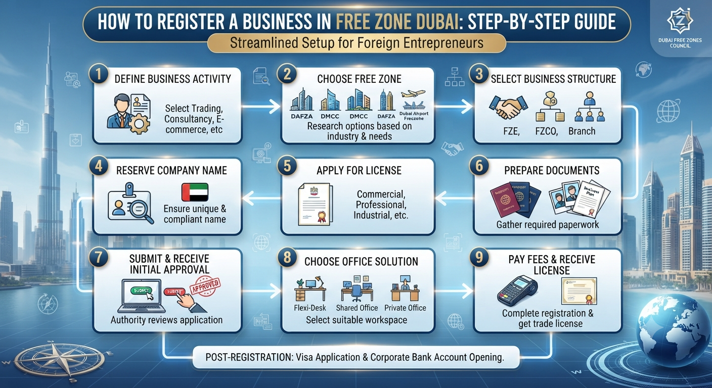 How to Register a Business in Free Zone Dubai: Step-by-Step Guide for Foreign Entrepreneurs